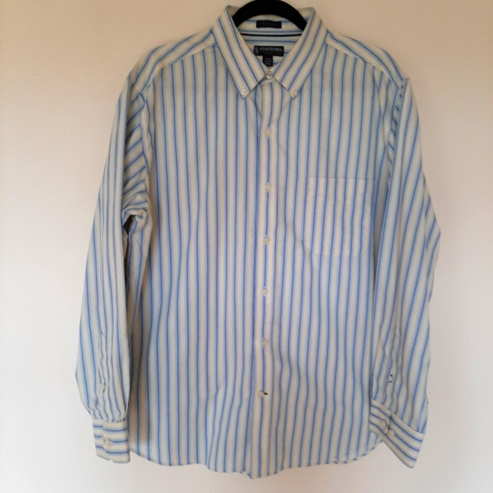 Stafford button down striped dress shirt EUC